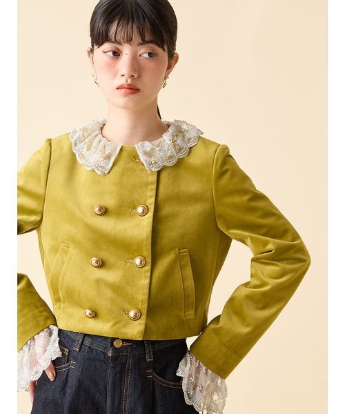 L.B CANDY STOCK]スカラップビジューアタッチドジャケット（ノー