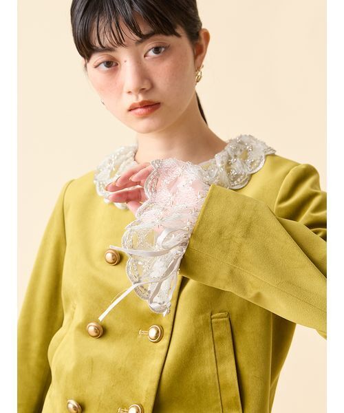 スカラップビジューアタッチドジャケット　リリーブラウン Lily Brown （リリーブラウン)スカラップビジューアタッチド