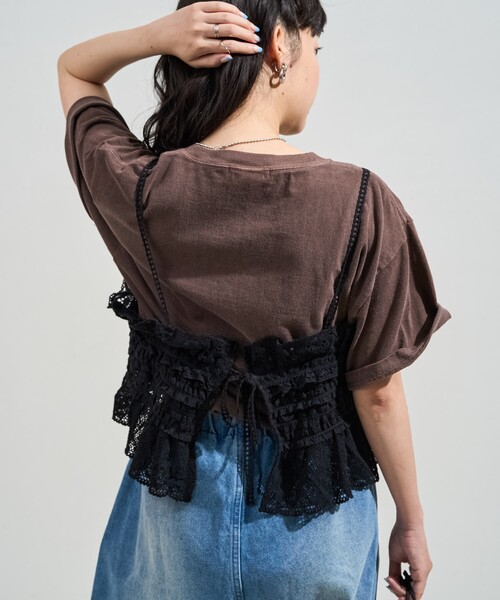 FREAK'S STORE(フリークスストア)の「ヴィンテージ風 2WAYレースビスチェ/バックリボン キャミビスチェ(キャミソール・レディース・ブラック/オフホワイト・フリ-)」の22枚目の写真