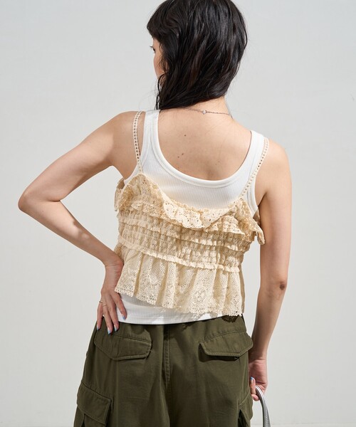 ヴィンテージランジェリーリメイクリボンキャミソールビスチェ vintage lase】ヴィンテージレースリメイクキャミソール Nyaoko