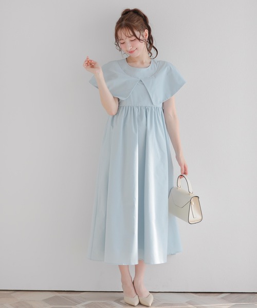 Fit more（フィットモア）の「ケープカラーワンピース（ワンピース・レディース・ブラック・LONG/SHORT）」の2枚目の写真