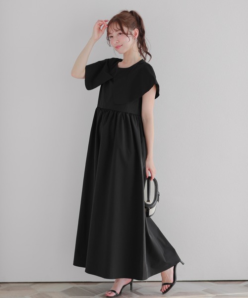 Fit more（フィットモア）の「ケープカラーワンピース（ワンピース・レディース・ブラック・LONG/SHORT）」の10枚目の写真