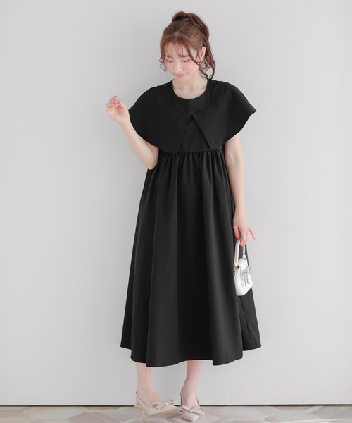 Fit more（フィットモア）の「ケープカラーワンピース（ワンピース・レディース・ブラック・LONG/SHORT）」の11枚目の写真