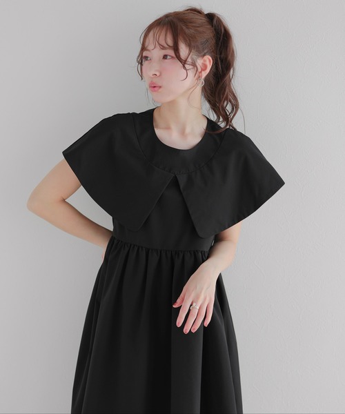 Fit more（フィットモア）の「ケープカラーワンピース（ワンピース・レディース・ブラック・LONG/SHORT）」の12枚目の写真