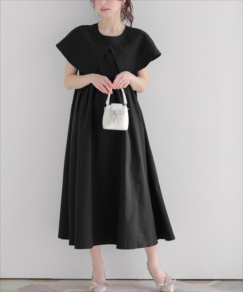 Fit more（フィットモア）の「ケープカラーワンピース（ワンピース・レディース・ブラック・LONG/SHORT）」の13枚目の写真