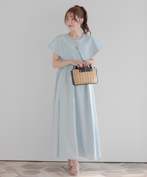 Fit more（フィットモア）の「ケープカラーワンピース（ワンピース・レディース・ブラック・LONG/SHORT）」の5枚目の写真