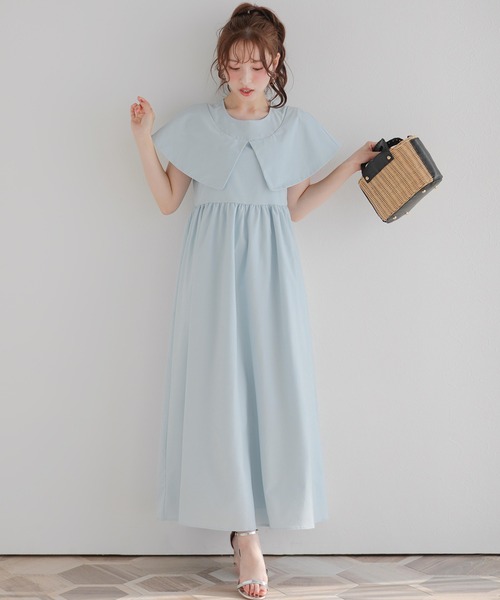 Fit more（フィットモア）の「ケープカラーワンピース（ワンピース・レディース・ブラック・LONG/SHORT）」の7枚目の写真