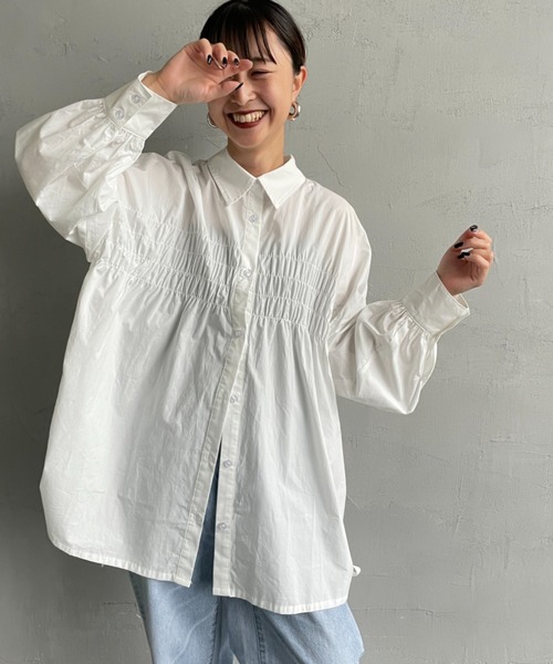 ブラウス シャツ 「Jf Ready Made/ジェイエフレディメイド」 サイドリボン ギャザーシャツブラウス レディース Jf Ready Made/ジェイエフレディメイド] サイドリボン ギャザー