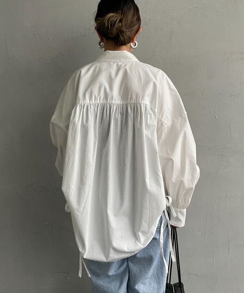 JF Ready Made（ジェイエフレディメイド）の「[Jf Ready Made/ジェイエフレディメイド] サイドリボン ギャザーシャツブラウス（シャツ/ブラウス・レディース・ホワイト/ブラック/サックスブルー/オフホワイト・F）」の11枚目の写真