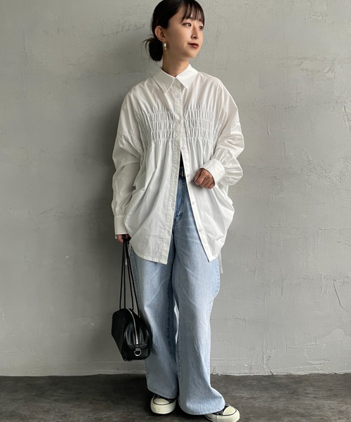 ブラウス シャツ 「Jf Ready Made/ジェイエフレディメイド」 サイドリボン ギャザーシャツブラウス レディース Jf Ready Made/ジェイエフレディメイド] サイドリボン ギャザー