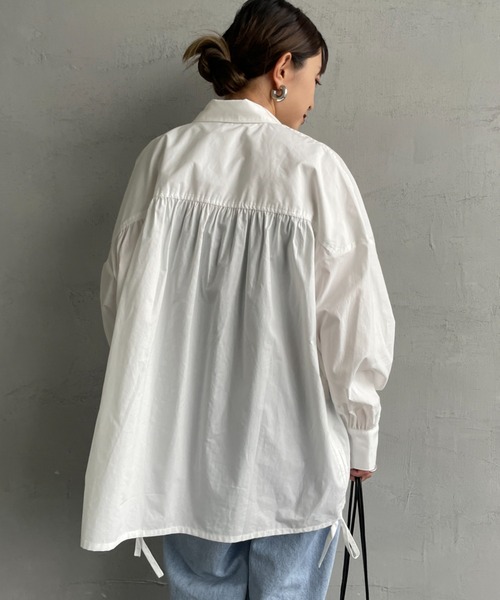 JF Ready Made（ジェイエフレディメイド）の「[Jf Ready Made/ジェイエフレディメイド] サイドリボン ギャザーシャツブラウス（シャツ/ブラウス・レディース・ホワイト/ブラック/サックスブルー/オフホワイト・F）」の17枚目の写真