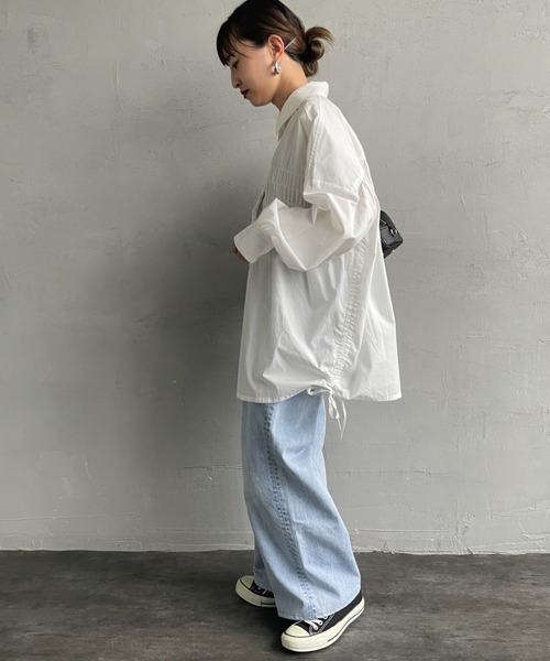 JF Ready Made（ジェイエフレディメイド）の「[Jf Ready Made/ジェイエフレディメイド] サイドリボン ギャザーシャツブラウス（シャツ/ブラウス・レディース・ホワイト/ブラック/サックスブルー/オフホワイト・F）」の19枚目の写真