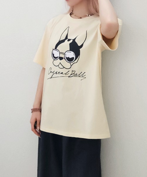 CRYSTAL BALL(クリスタルボール)の「VacancesHIPPIE BIG T-shirt(Tシャツ/カットソー・レディース・Cream/ブラック/ホワイト・FREE)」の3枚目の写真