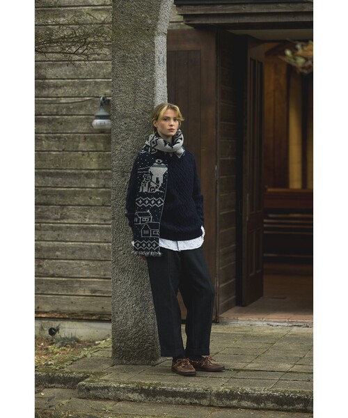 BEAMS PLUS（ビームスプラス）の「5G アラン クルーネック ニット（ニット/セーター・メンズ・ホワイト/ネイビー・S/M/L/XL）」の7枚目の写真