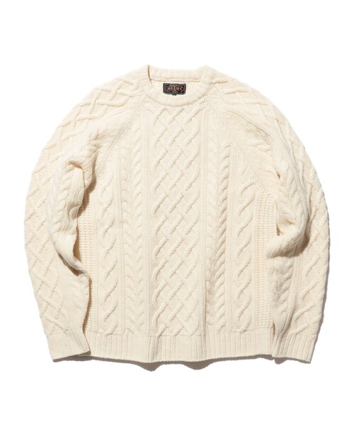 BEAMS PLUS（ビームスプラス）の「5G アラン クルーネック ニット（ニット/セーター・メンズ・ホワイト/ネイビー・S/M/L/XL）」の13枚目の写真