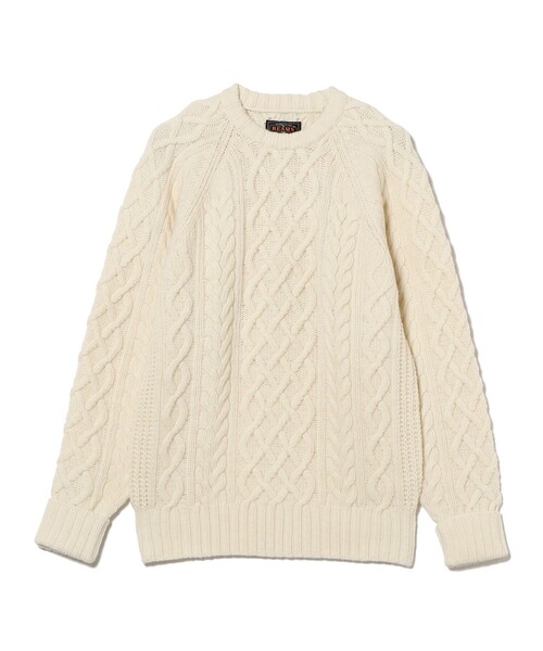 BEAMS PLUS（ビームスプラス）の「5G アラン クルーネック ニット（ニット/セーター・メンズ・ホワイト/ネイビー・S/M/L/XL）」の12枚目の写真