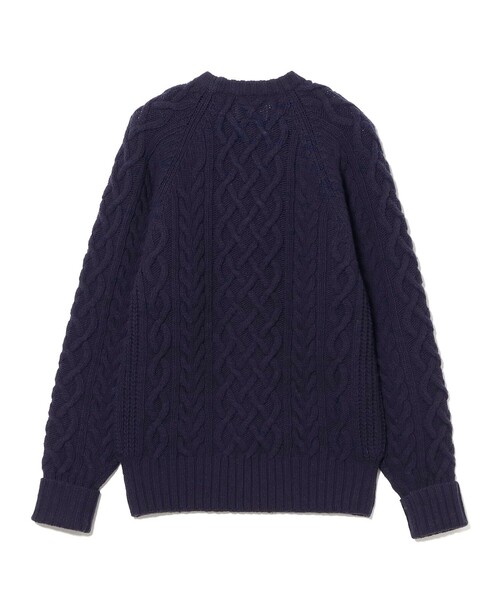 BEAMS PLUS（ビームスプラス）の「5G アラン クルーネック ニット（ニット/セーター・メンズ・ホワイト/ネイビー・S/M/L/XL）」の14枚目の写真