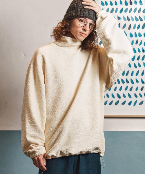 CAMBIO（カンビオ）の「mlt5337-Loose Neck Pullover プルオーバー(A55325cmb)（Tシャツ/カットソー・メンズ・チャコールグレー/ナチュラル/ミックスグレー/ブラック・L/M/S）」の4枚目の写真