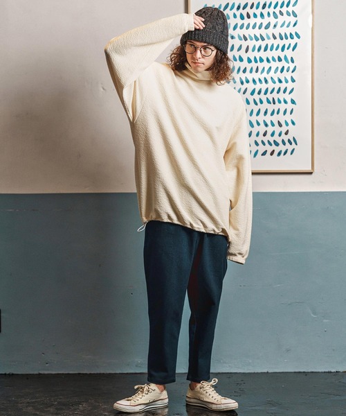 CAMBIO（カンビオ）の「mlt5337-Loose Neck Pullover プルオーバー(A55325cmb)（Tシャツ/カットソー・メンズ・チャコールグレー/ナチュラル/ミックスグレー/ブラック・L/M/S）」の9枚目の写真