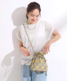 SHOO・LA・RUE | ころんとしたフォルムが魅力 ラタプリント 巾着ショルダーバッグ(ショルダーバッグ)
