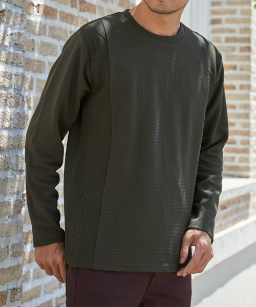 ikka(イッカ)の「フクレジャカード切り替えロンT(Tシャツ/カットソー・メンズ・ブラック/ホワイト/ライム/ネイビー/ベージュ・M/L/XL/S)」の4枚目の写真