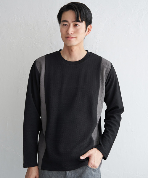 ikka(イッカ)の「フクレジャカード切り替えロンT(Tシャツ/カットソー・メンズ・ブラック/ホワイト/ライム/ネイビー/ベージュ・M/L/XL/S)」の11枚目の写真