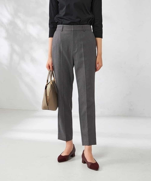 【洗える/イージーケア/吸水速乾/ストレッチ】梳毛調テーパードパンツ