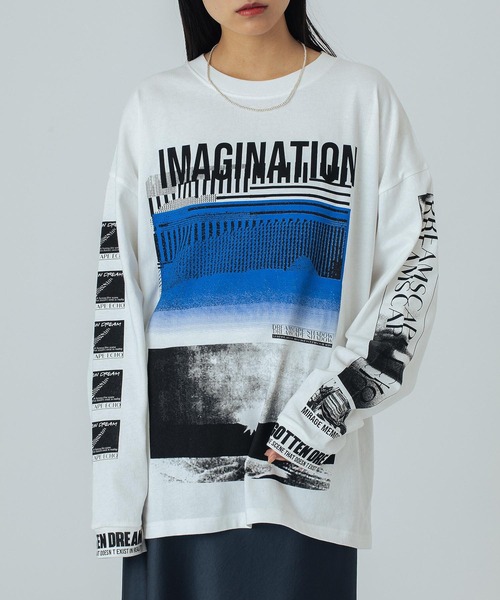 OKIRAKU（オキラク）の「(OKIRAKU×ROSEBUD) GRAPHIC LONG SLEEVE TEE（Tシャツ/カットソー・レディース・ホワイト/ブラック・ONE SIZE）」の6枚目の写真