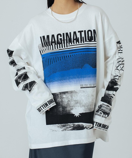 tシャツ (OKIRAKU×ROSEBUD) GRAPHIC LONG SLEEVE TEE レディース OKIRAKU×ROSEBUD) GRAPHIC LONG SLEEVE TEE（Tシャツ/カットソー