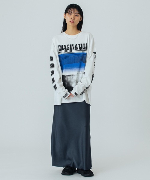 OKIRAKU（オキラク）の「(OKIRAKU×ROSEBUD) GRAPHIC LONG SLEEVE TEE（Tシャツ/カットソー・レディース・ホワイト/ブラック・ONE SIZE）」の14枚目の写真