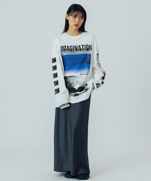 OKIRAKU（オキラク）の「(OKIRAKU×ROSEBUD) GRAPHIC LONG SLEEVE TEE（Tシャツ/カットソー・レディース・ホワイト/ブラック・ONE SIZE）」の15枚目の写真