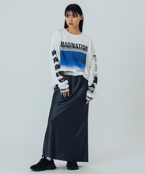 tシャツ (OKIRAKU×ROSEBUD) GRAPHIC LONG SLEEVE TEE レディース OKIRAKU×ROSEBUD) GRAPHIC LONG SLEEVE TEE（Tシャツ/カットソー