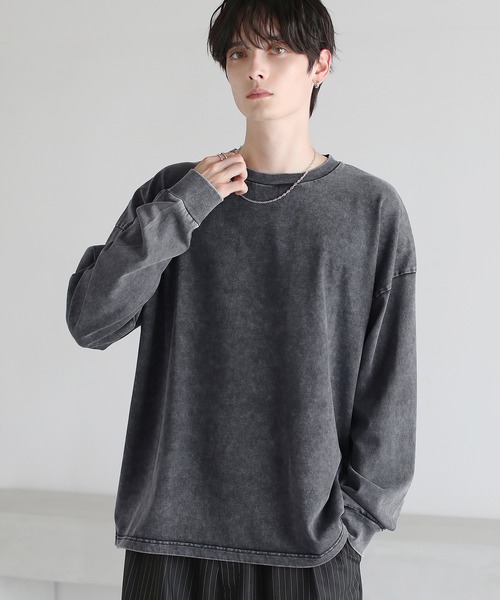 ETELIO（エテリオ）の「コットンポンチ/ヴィンテージ加工ピグメントロングTシャツ【ドローコード付き】（Tシャツ/カットソー・メンズ・ホワイト/チャコール/グレー系/ブラック系2/ブラウン/ワイン/ブルーグリーン/ブラック・M/S/XL/L/XS）」の5枚目の写真