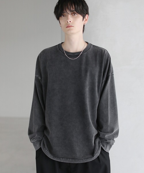 ETELIO（エテリオ）の「コットンポンチ/ヴィンテージ加工ピグメントロングTシャツ【ドローコード付き】（Tシャツ/カットソー・メンズ・ホワイト/チャコール/グレー系/ブラック系2/ブラウン/ワイン/ブルーグリーン/ブラック・M/S/XL/L/XS）」の10枚目の写真