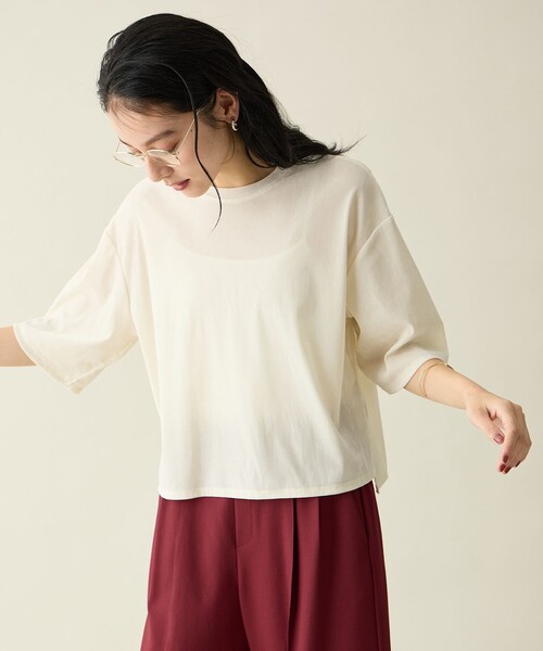 ANY(エニィ)の「チュールフロッキープルオーバー(Tシャツ/カットソー・レディース・グレー系/ワイン系/アイボリー系・F)」の5枚目の写真
