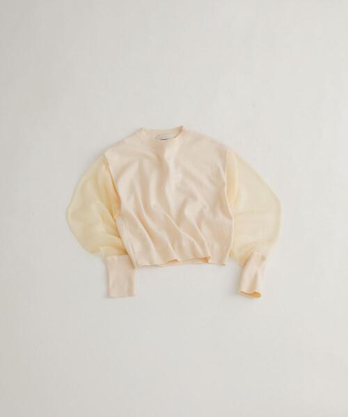 LAATO(ラート)の「sheer sleeve knit(ニット/セーター・レディース・オフホワイト/ブラック・FREE)」の1枚目の写真