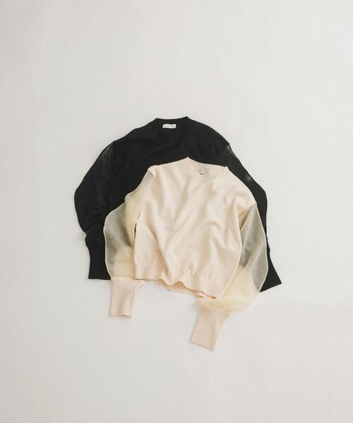 LAATO(ラート)の「sheer sleeve knit(ニット/セーター・レディース・オフホワイト/ブラック・FREE)」の10枚目の写真