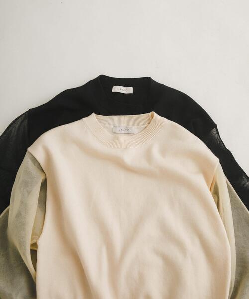 LAATO(ラート)の「sheer sleeve knit(ニット/セーター・レディース・オフホワイト/ブラック・FREE)」の11枚目の写真