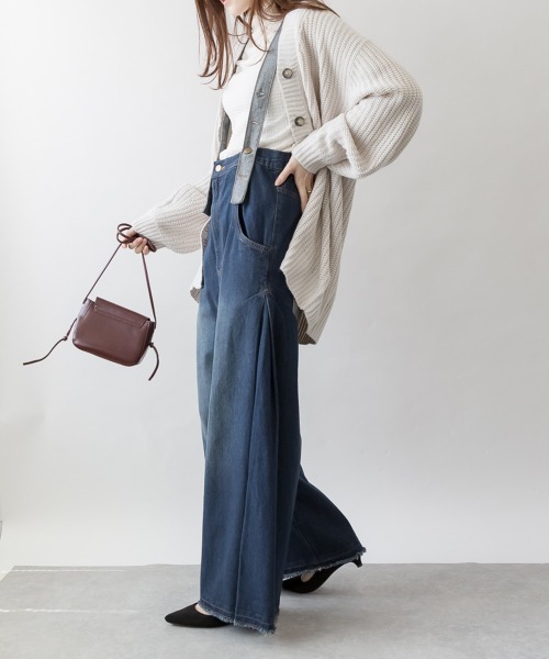 RCD（アールシーディー）の「ハイウエストバギーサロペパンツ（サロペット/オーバーオール・レディース・ブルー/ネイビー/ワンウォッシュ・4L/LL/L/3L/M）」の6枚目の写真