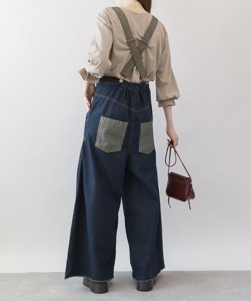 RCD（アールシーディー）の「ハイウエストバギーサロペパンツ（サロペット/オーバーオール・レディース・ブルー/ネイビー/ワンウォッシュ・4L/LL/L/3L/M）」の16枚目の写真