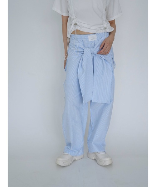 Uenui（ウニュイ）の「waist ribbon wide pants（その他パンツ・レディース・グレー/ライトブルー・FREE）」の11枚目の写真