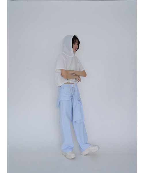 Uenui（ウニュイ）の「waist ribbon wide pants（その他パンツ・レディース・グレー/ライトブルー・FREE）」の14枚目の写真