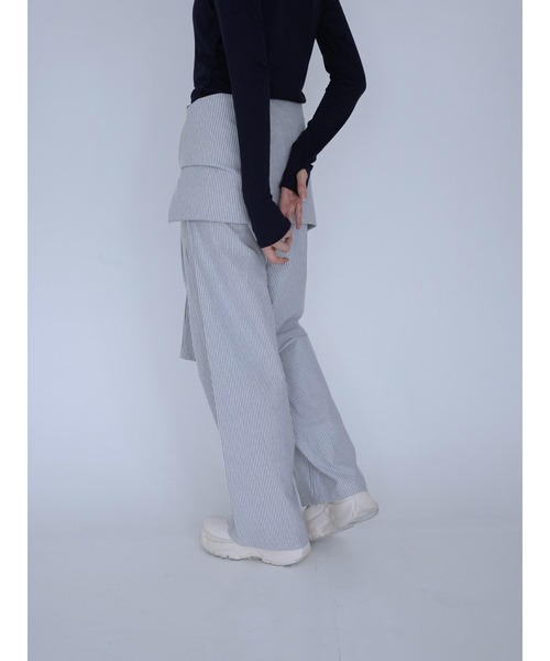 Uenui（ウニュイ）の「waist ribbon wide pants（その他パンツ・レディース・グレー/ライトブルー・FREE）」の5枚目の写真