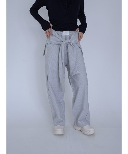 Uenui（ウニュイ）の「waist ribbon wide pants（その他パンツ・レディース・グレー/ライトブルー・FREE）」の6枚目の写真
