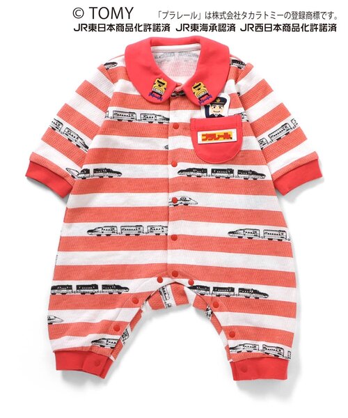 BIT'Z（ビッツ）の「【コラボ】プラレールボーダー総柄カバーオール（ロンパース・キッズ・ネイビー/レッド・80/70/60）」の6枚目の写真