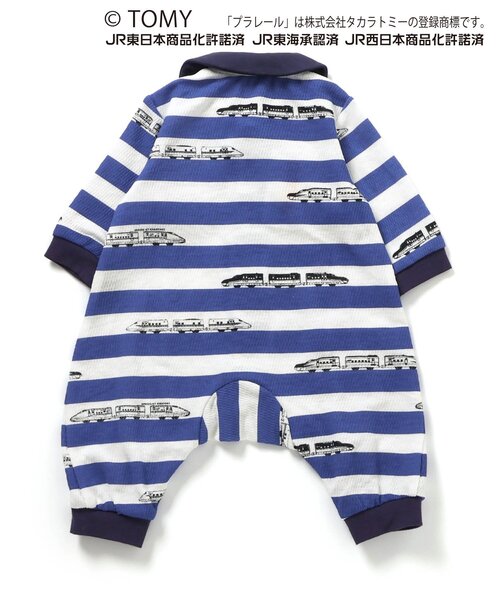 BIT'Z（ビッツ）の「【コラボ】プラレールボーダー総柄カバーオール（ロンパース・キッズ・ネイビー/レッド・80/70/60）」の8枚目の写真