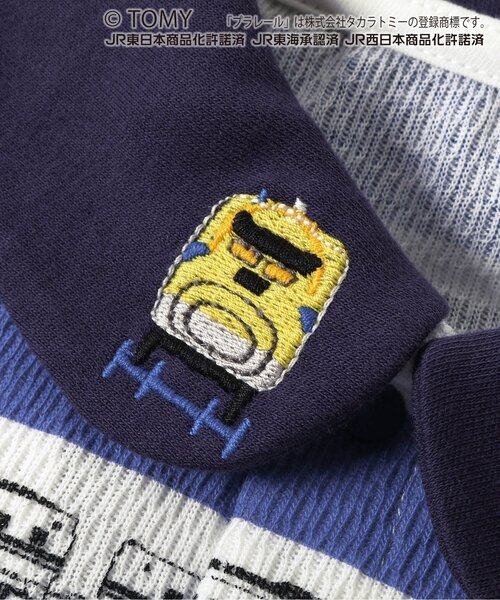 BIT'Z（ビッツ）の「【コラボ】プラレールボーダー総柄カバーオール（ロンパース・キッズ・ネイビー/レッド・80/70/60）」の10枚目の写真