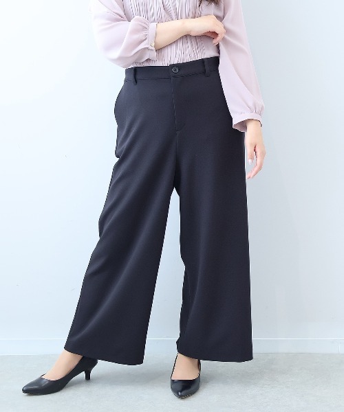 fleur by mint breeze(フルールバイミントブリーズ)の「【L~5L 大きいサイズ】【セットアップ】ジョーゼットワイドパンツ(その他パンツ・レディース・ブラウン/ブラック・LL/3L/4L/5L)」の2枚目の写真