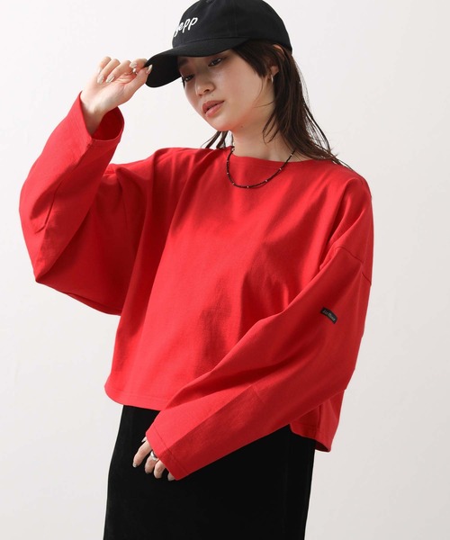 LEMINOR（ルミノール）の「ルミノアショートT（Tシャツ/カットソー・レディース・レッド/ブラウン系/ネイビー系・FREE）」の3枚目の写真