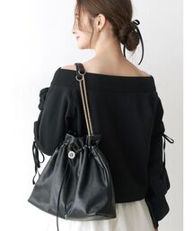 CALNAMUR | ショルダーチェーンドローストリングバッグ(ショルダーバッグ)